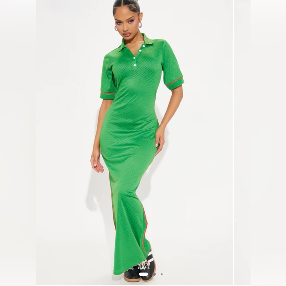 Don't Play Games Jersey Maxi Dress - Green/combo